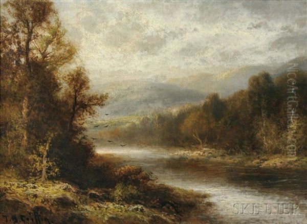 Landscape With River And Mountains Oil Painting by Thomas Bailey Griffin