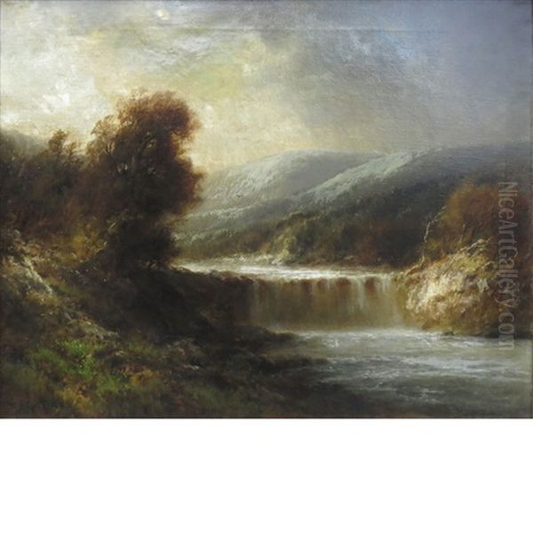 Falls In A Mountainous Landscape Oil Painting by Thomas Bailey Griffin