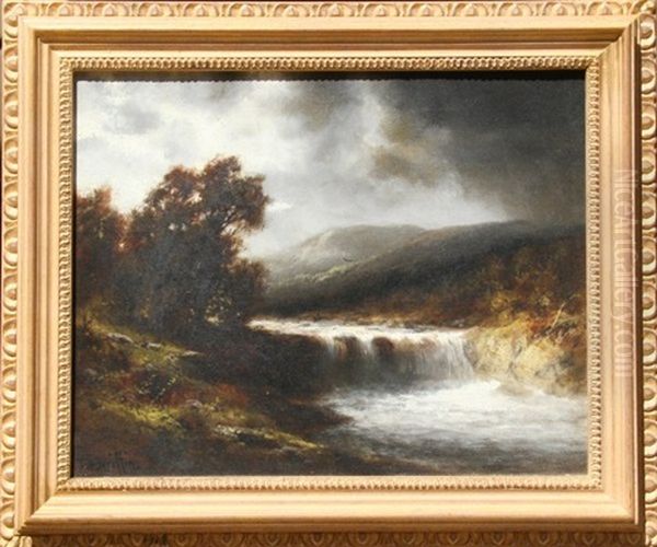 Waterfall Scene Oil Painting by Thomas Bailey Griffin