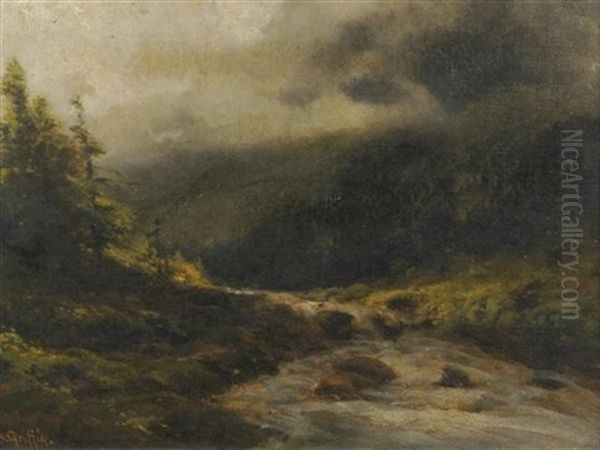 River Scene Oil Painting by Thomas Bailey Griffin