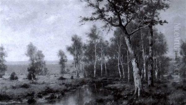 Birches By A Stream Oil Painting by Thomas Bailey Griffin