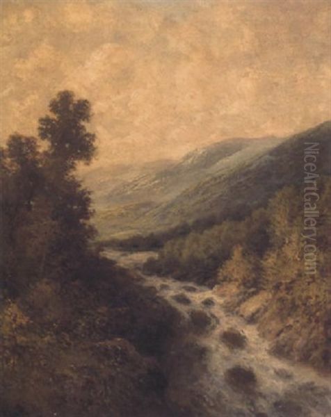 A River In Spate Oil Painting by Thomas Bailey Griffin