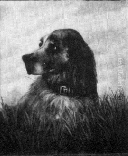 Setter In A Landscape Oil Painting by Thomas Bailey Griffin