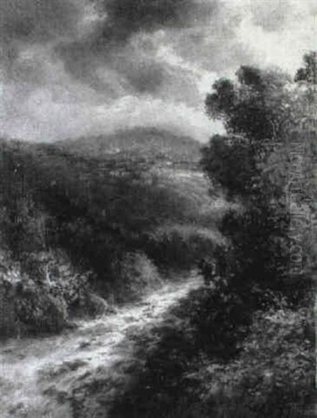 Rushing Mountain Stream Oil Painting by Thomas Bailey Griffin