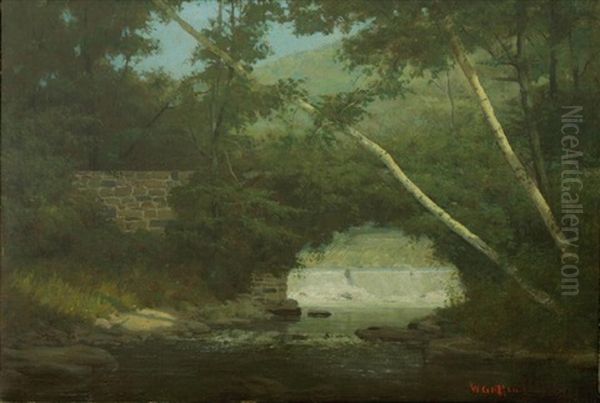 Summer Landscape With Waterfall Oil Painting by Walter Griffin