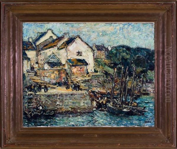 Breton Fishing Village Oil Painting by Walter Griffin