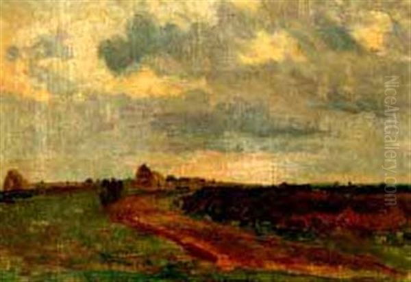 Study Of Landscape With Haystacks Oil Painting by Walter Griffin