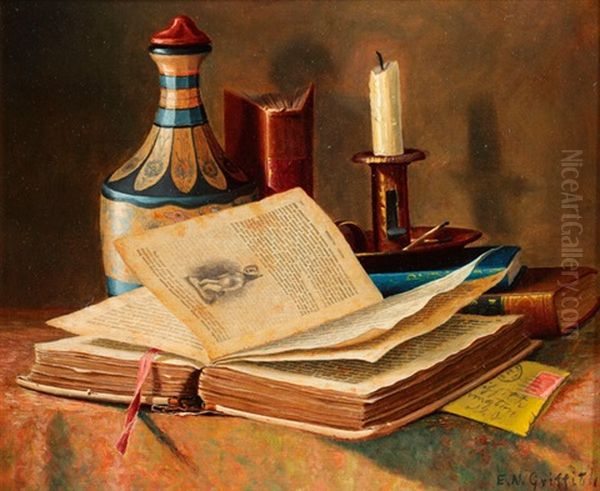 A Trompe L'oeil Still Life Oil Painting by Edward N. Griffith