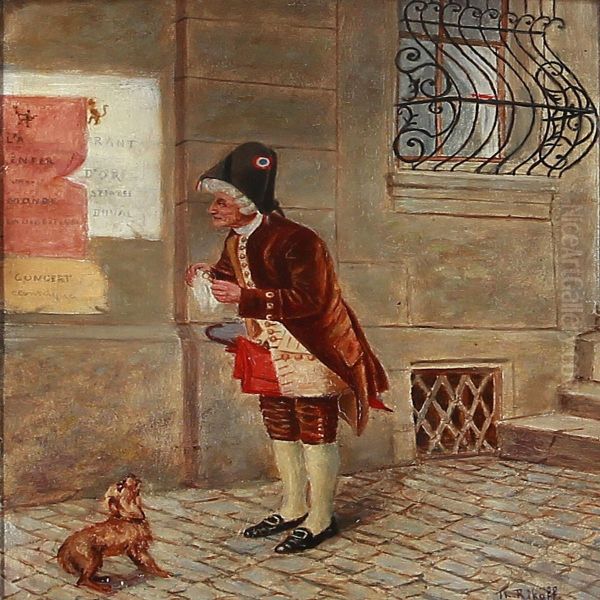 A French Revolutionary Looks At Posters Oil Painting by Theodor Ilich Baikoff