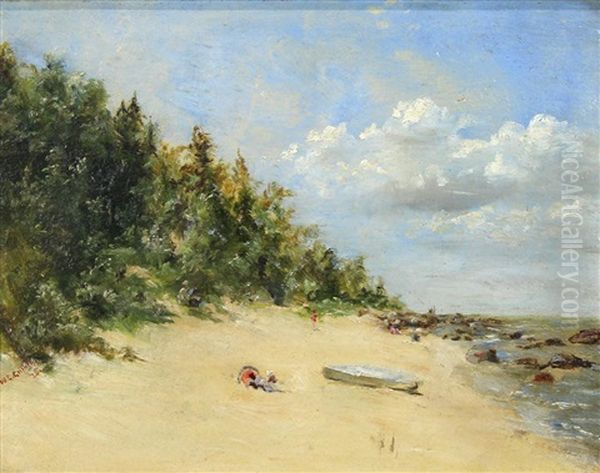 Beach Scene With Figure And Row Boat, 1926 Oil Painting by William Alexander Griffith