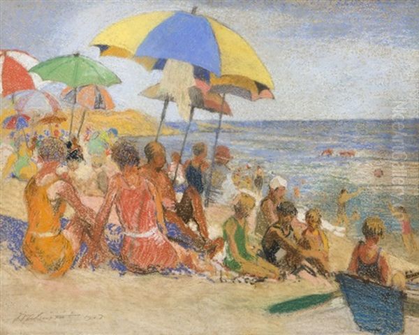 Sun Bathers, Likely Diver's Cove, Laguna Beach Oil Painting by William Alexander Griffith