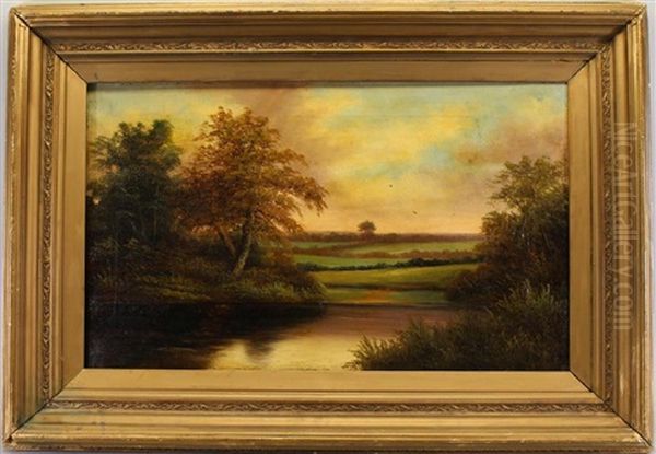 Painting Of A Landscape At Dusk Oil Painting by Samuel L. Griggs