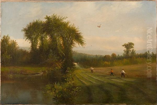 Haying Along The River Oil Painting by Samuel L. Griggs