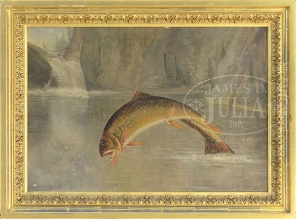 Leaping Brook Trout Oil Painting by Samuel W. Griggs