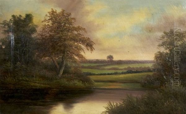 River Landscape Oil Painting by Samuel W. Griggs