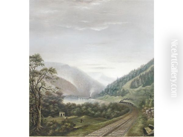 Crawford Notch Rail Oil Painting by Samuel W. Griggs