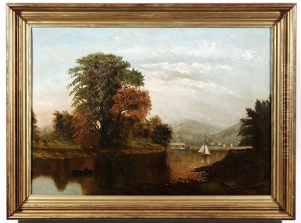 White Mountain Lake With Sailboat Oil Painting by Samuel W. Griggs