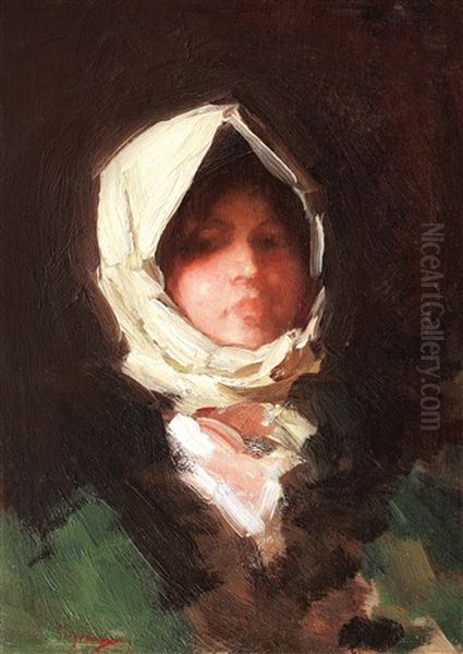 Fata Din Rucar Oil Painting by Nicolae Grigorescu