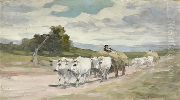 Hay Carts Oil Painting by Nicolae Grigorescu