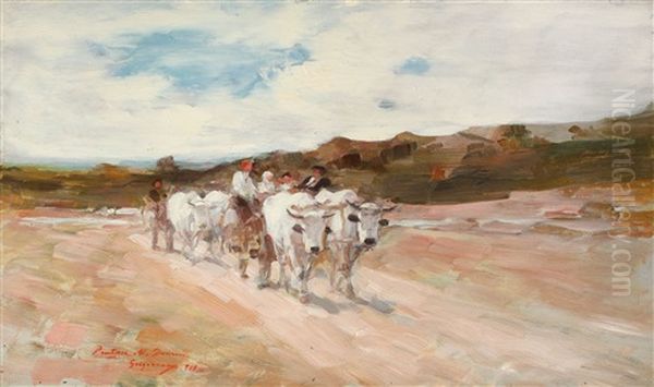 Care Cu Boi La Amiaza Oil Painting by Nicolae Grigorescu