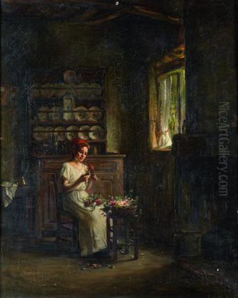 La Bouquetiere Oil Painting by Franck Antoine Bail