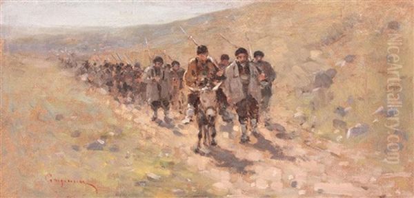 Scena Din Razboiul De Independenta (in Recunostere La Calisovo) Oil Painting by Nicolae Grigorescu