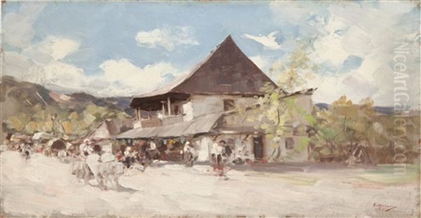 A Tavern In Rucar Oil Painting by Nicolae Grigorescu