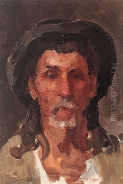 Portrait Of A Peasant (matei Rudaru) Oil Painting by Nicolae Grigorescu