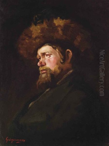 Portrait Of A Gentleman In A Fur Hat, Half-length Oil Painting by Nicolae Grigorescu