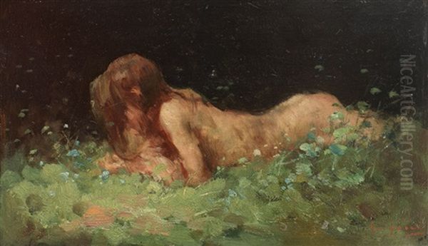 Nymph In The Grass Oil Painting by Nicolae Grigorescu