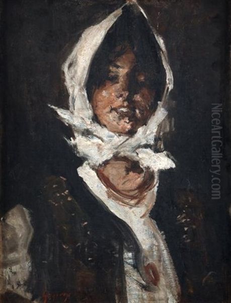 Jeune Paysanne Roumaine Oil Painting by Nicolae Grigorescu