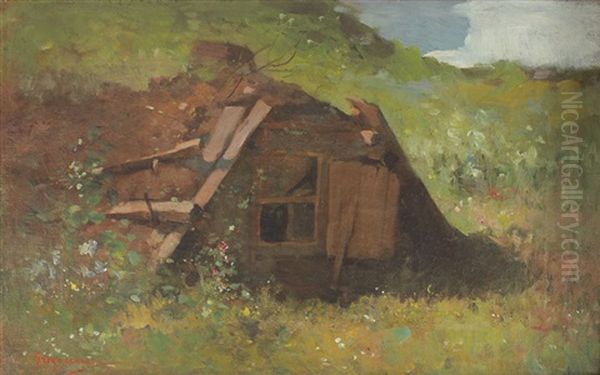 Small House From Plaiu Oil Painting by Nicolae Grigorescu