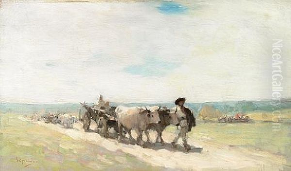 The Bull Cart Oil Painting by Nicolae Grigorescu