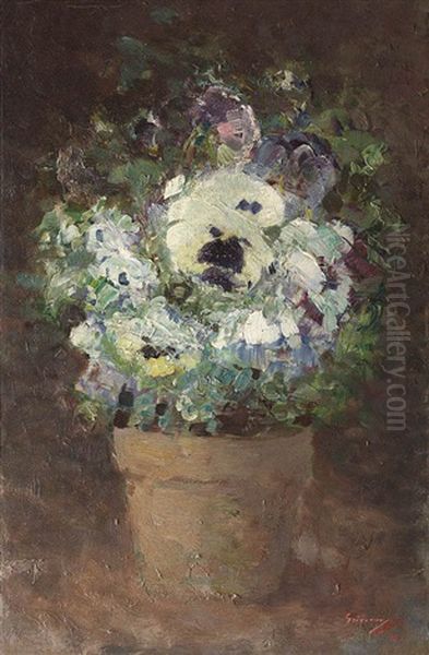 Pansies Oil Painting by Nicolae Grigorescu