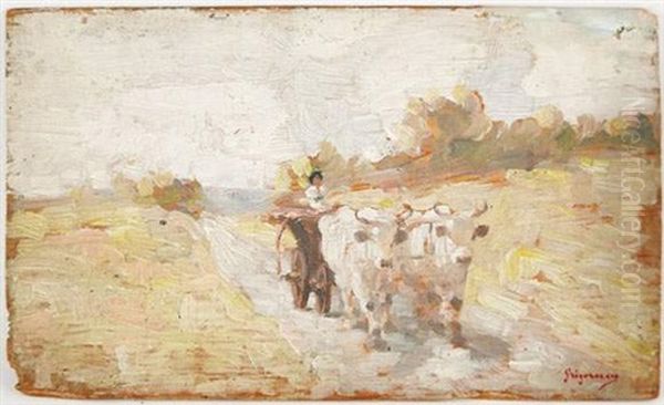 Attelage Aux Boeufs Oil Painting by Nicolae Grigorescu