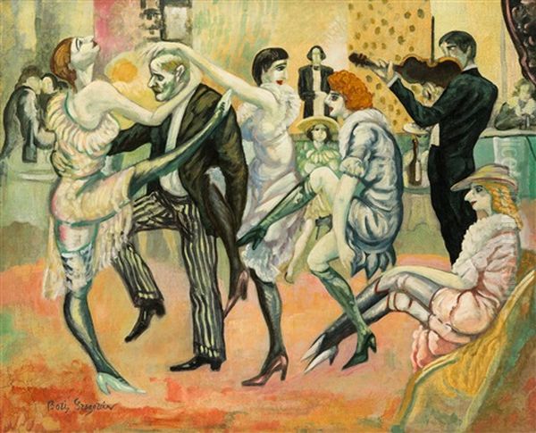 At The Dance Hall Oil Painting by Boris Dmitrievich Grigoriev