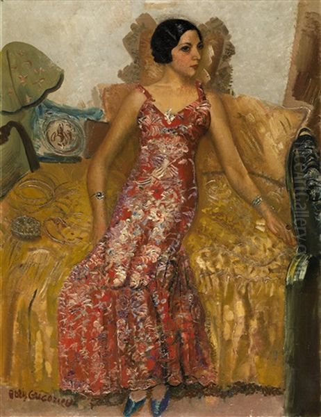 Portrait Of Selma Alexander Oil Painting by Boris Dmitrievich Grigoriev