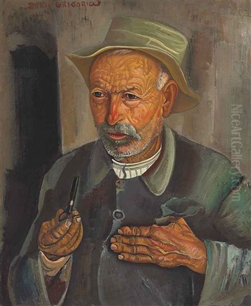 Mon Jardinier Oil Painting by Boris Dmitrievich Grigoriev