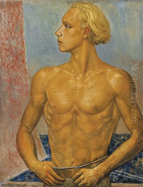 Portrait Of The Artist's Son Oil Painting by Boris Dmitrievich Grigoriev