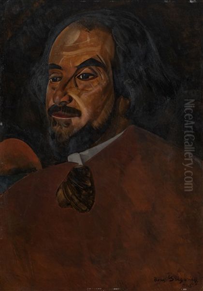 Portrait Of A Man, Said To Be The Actor Nikolai Aleksandrov Oil Painting by Boris Dmitrievich Grigoriev