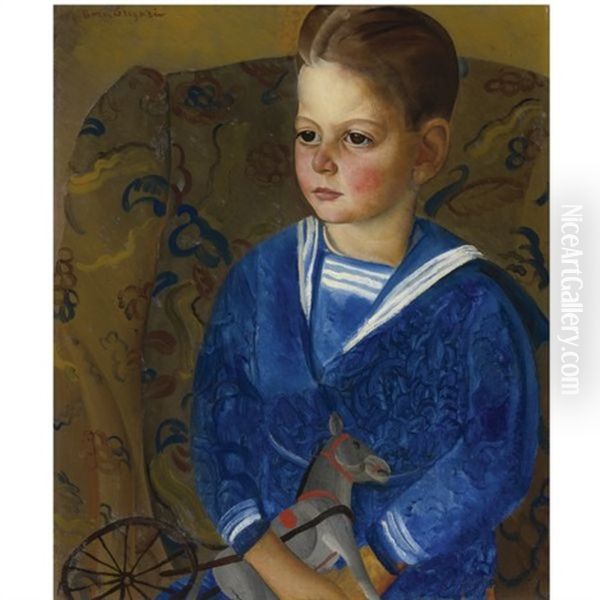 Boy In A Sailor Suit Oil Painting by Boris Dmitrievich Grigoriev