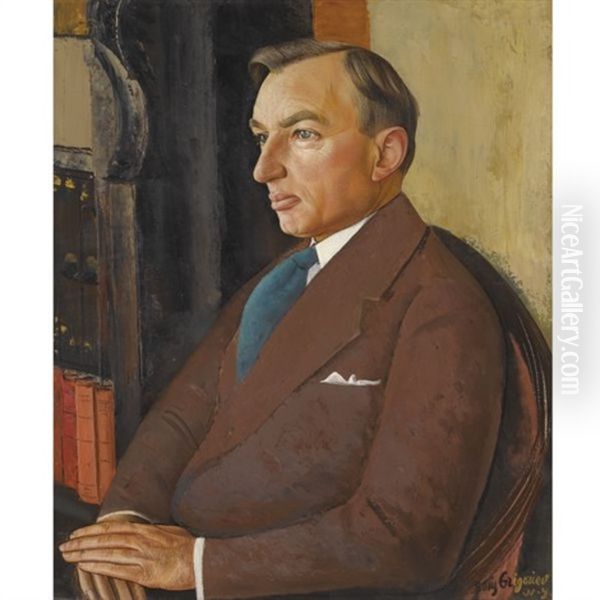 Portrait Of Isidor Polivnick Oil Painting by Boris Dmitrievich Grigoriev