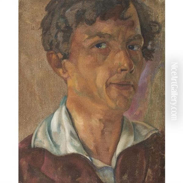 Self Portrait Oil Painting by Boris Dmitrievich Grigoriev