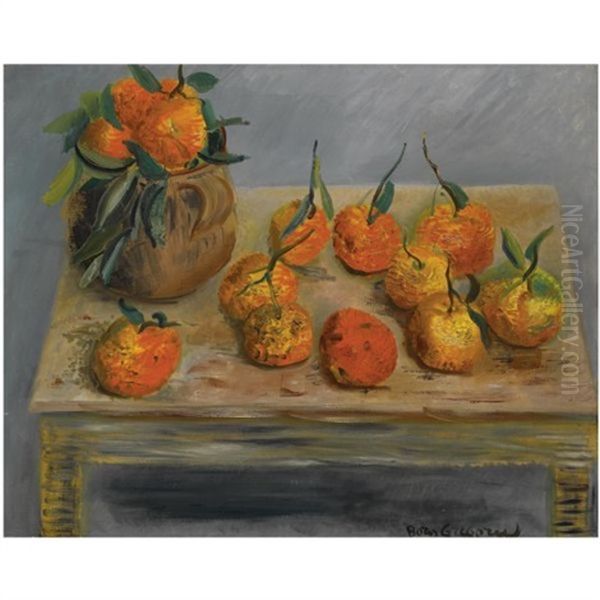 Still Life With Oranges Oil Painting by Boris Dmitrievich Grigoriev