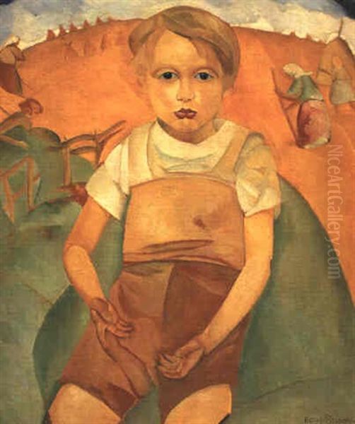 Weltkind, A Portrait Of The Artist's Son Oil Painting by Boris Dmitrievich Grigoriev