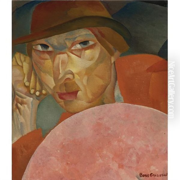 Russian Man Oil Painting by Boris Dmitrievich Grigoriev