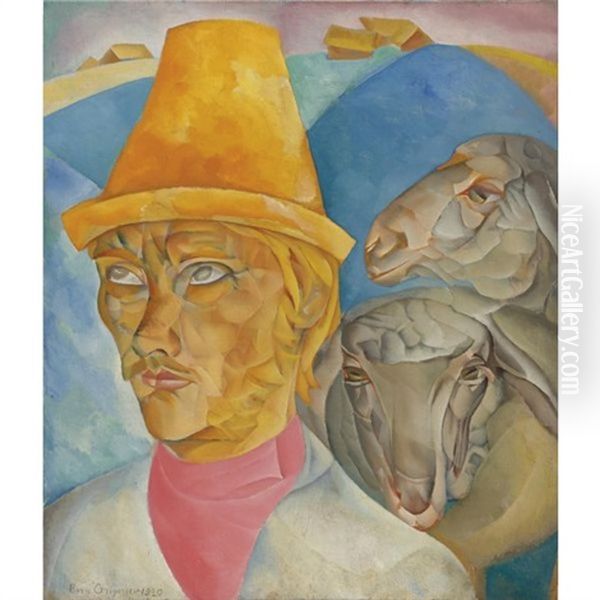 Shepherd Of The Hills Oil Painting by Boris Dmitrievich Grigoriev