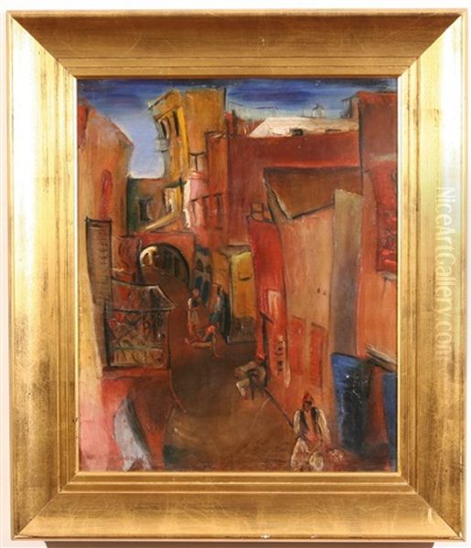 Street Scene In Morocco Oil Painting by Boris Dmitrievich Grigoriev