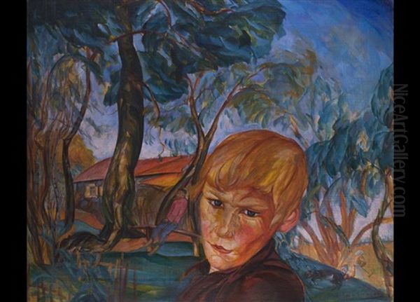 Jungenportrait Oil Painting by Boris Dmitrievich Grigoriev