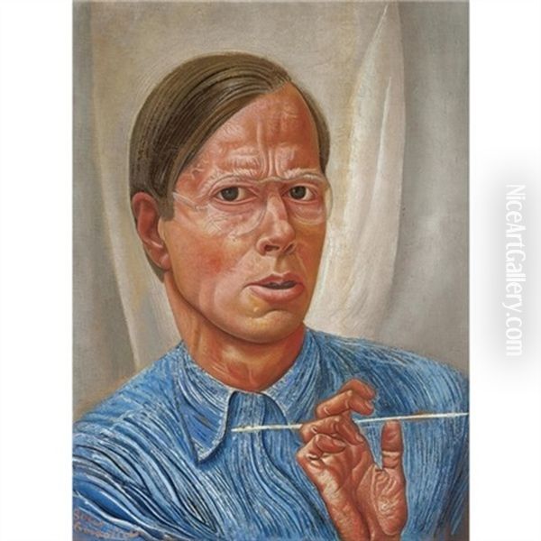 Self Portrait Oil Painting by Boris Dmitrievich Grigoriev